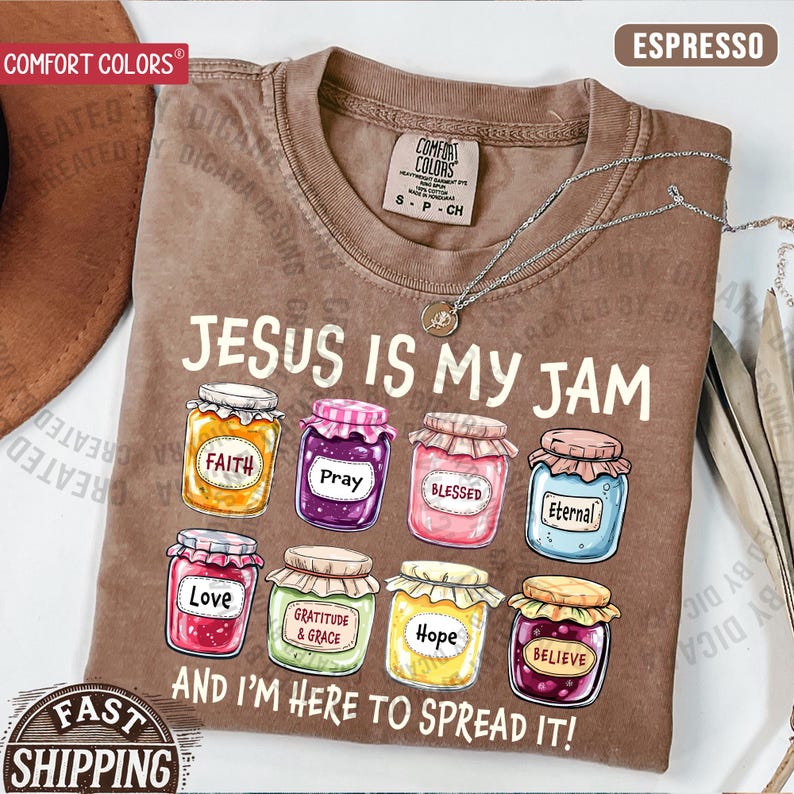 Jesus Is My Jam, Christian Shirt, Comfort Colors® Christian Gift,JESUS Christ Shirt,Gift For Christian,Funny Jesus Shirt, Christian MOM tee Espresso