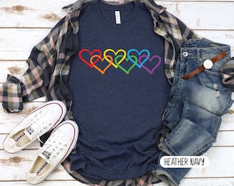 Rainbow Hearts Pride T-Shirt, LGBT Tee