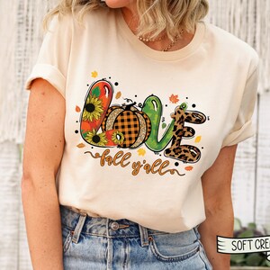 Love Fall Y&#39;All Shirt, Leopard Print Fall Tee, Thanksgiving,Hello Pumpkin, Fall Vibes, Peace Love Thanksgiving, Family Thanksgiving Shirt