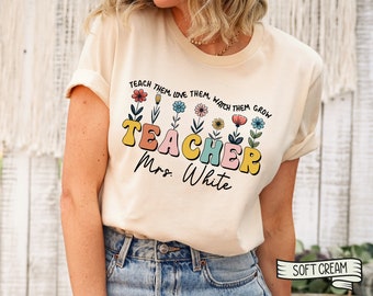 Personalized Wildflower Teacher Shirt, Back to School Gift