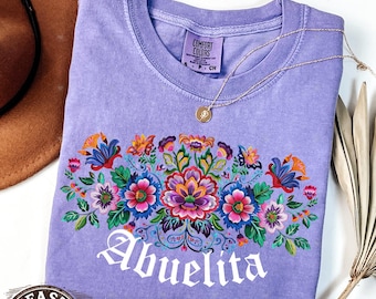 Comfort Colors® Abuela Shirt, Wildflowers Grandma Shirt, Gift For Abuelita, Gift for New Grandmother, Pregnancy Announcement Mexican Grandma