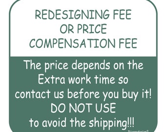Extra service fee - Reshipping - Price compensation - redesigning cost - Please CONTACT US befor buy it!