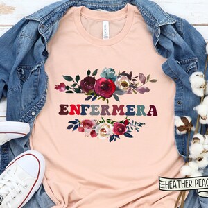 Enfermera Floral T-Shirt, Spanish Nurse Gift bild 2