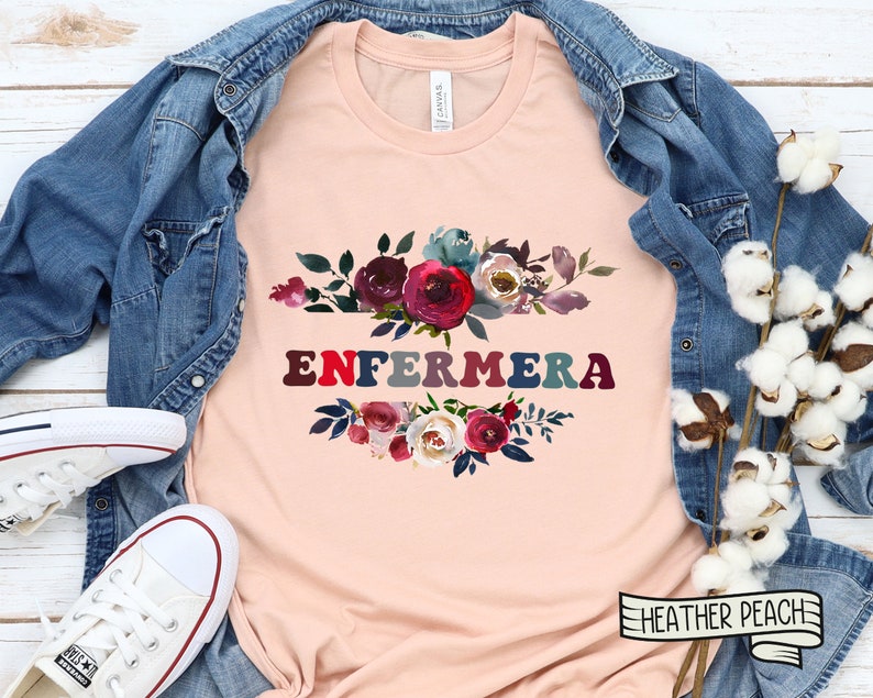 Enfermera Floral T-Shirt, Spanish Nurse Gift bild 2