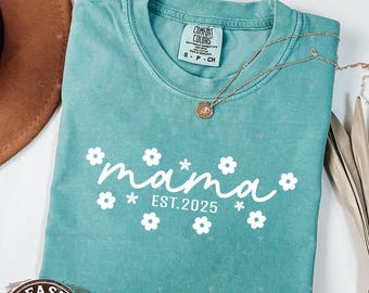 Comfort Colors Mama Shirt, Custom Established Date Tee