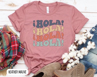 Retro Hola Latina Tee, Groovy Woman Shirt