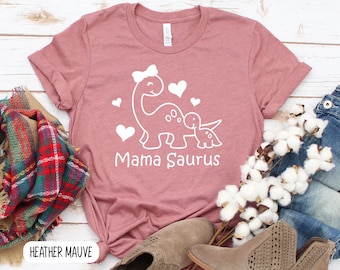 Mama Saurus T-Shirt Mommy Dinosaurus Shirt Triceratops Shirt Momma Shirt Kids Birthday Dinosaur Shirt Pregnancy Announcement T-Shirt Mom day