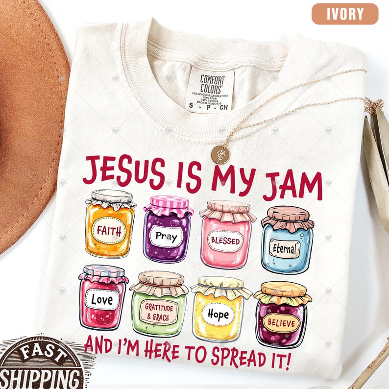 Jesus Is My Jam, Christian Shirt, Comfort Colors® Christian Gift,JESUS Christ Shirt,Gift For Christian,Funny Jesus Shirt, Christian MOM tee Ivory