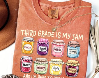 Camiseta de colores cómodos para maestros de tercer grado, camiseta de agradecimiento escolar