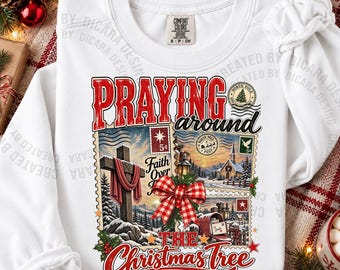 Vintage Christmas Tree Sweatshirt, Faith Over Fear Religious Shirt, Faith-Inspired Holiday Tee, Family Matching Gift