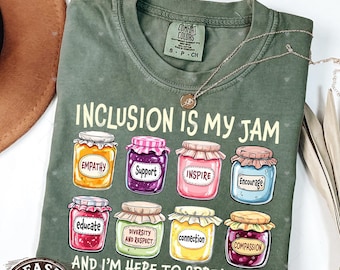 Inclusion Is My Jam Comfort Colors® Shirt, Neurodiversity Tee, SPED Teacher Gift, Autism Awareness, Support Autism, Inclusion Advocate shirt