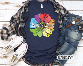 Love is Love Rainbow Flower T-Shirt - Unisex Pride Shirt