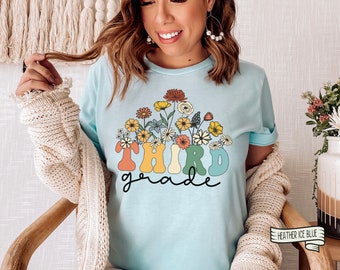 Wildflower Third Grade Teacher Shirt, Back to School Crewneck