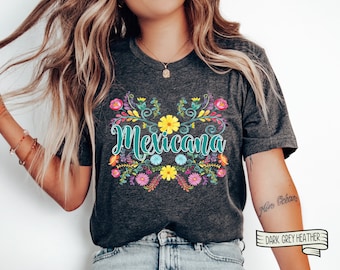 Floral Mexicana Shirt, Colorful Mexican Flowers, Hispanic Heritage Apparel