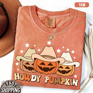 Howdy Pumpkin Shirt, Western Fall Comfort Colors® Shirt, Fall Coquette Bow Shirt, Fall Vibes, Fall tshirt, Thanksgiving Gift, Cowgirl Shirt