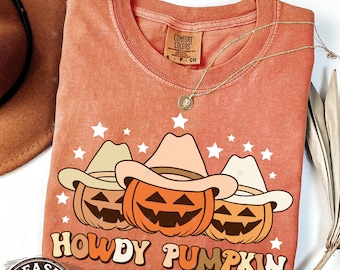 Howdy Pumpkin Comfort Colors Shirt, Western Fall Cowgirl Tee