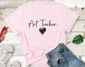 Art Teacher T-Shirt, Heart Graphic, Teacher Gift