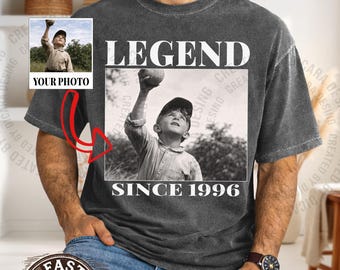 Camiseta de cumpleaños con foto vintage personalizada, camiseta personalizada para el año, regalo para 30, 40 y 50 cumpleaños, Comfort Colors®