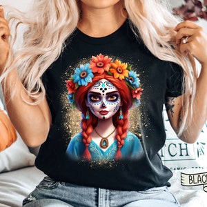 Catrina T-shirt,Dia de los Muertos shirt,Day of the Dead,Sugar skull shirt,Latina shirt,Flower Skull shirt Sugar skull Women,Mexican shirt