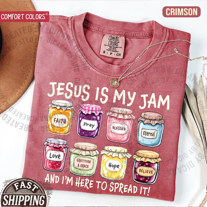 Jesus Is My Jam, Christian Shirt, Comfort Colors® Christian Gift,JESUS Christ Shirt,Gift For Christian,Funny Jesus Shirt, Christian MOM tee Crimson