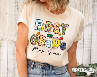 Custom 1st Grade Teacher Shirt, Personalized Elementary School Tee