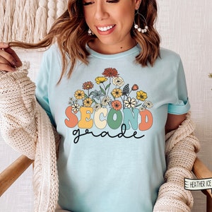 Wildflowers Second Grade Teacher Shirt, Teacher Team Shirts 2nd Grade Teacher Shirt Elementary Tee 2nd Grade Shirt Teacher Appreciation gift