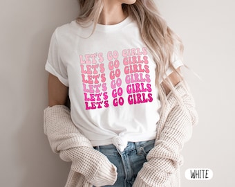 Retro Pink "Let's Go Girls" Graphic Tee, Bachelorette Party