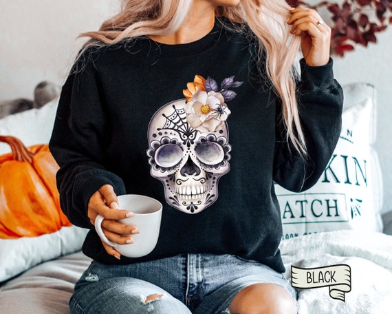 Skull Shirt Women s Sugar Skull Sweatshirt Dia De Los Muertos
