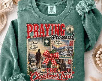 Vintage Jesus Christmas Tree Sweatshirt, Christian Christmas Shirt, Religious Holiday Tee, Family Matching Gift