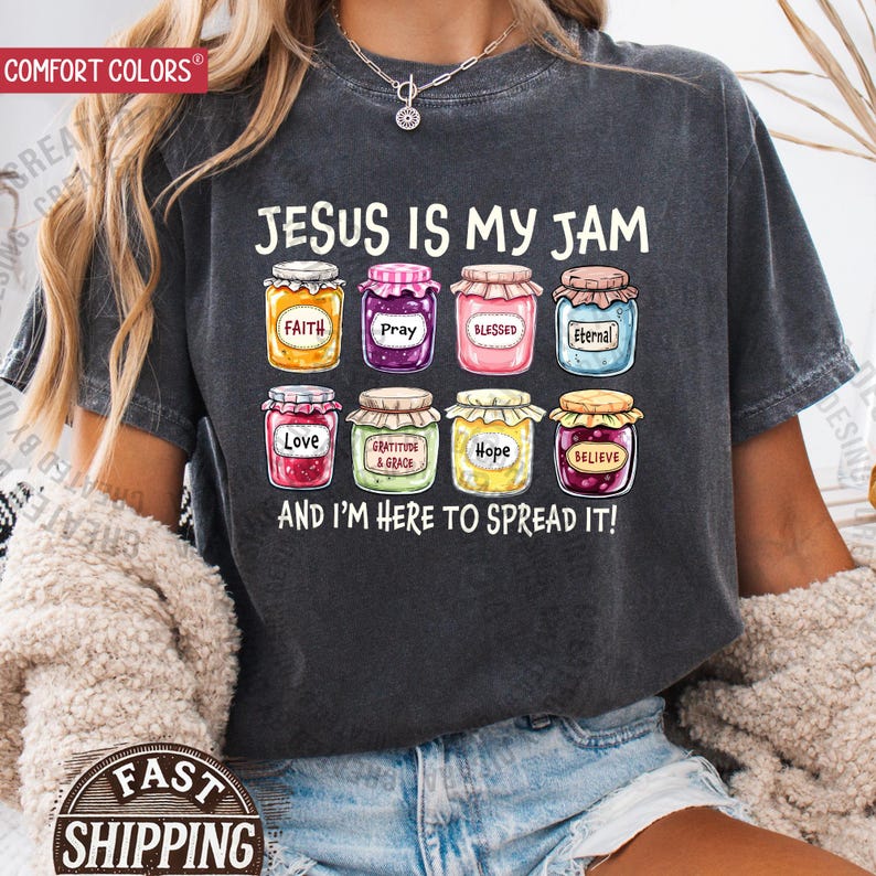 Jesus Is My Jam, Christian Shirt, Comfort Colors® Christian Gift,JESUS Christ Shirt,Gift For Christian,Funny Jesus Shirt, Christian MOM tee Pepper