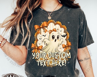 Custom Comfort Colors Halloween Ghost Shirt, Spooky Season Tee