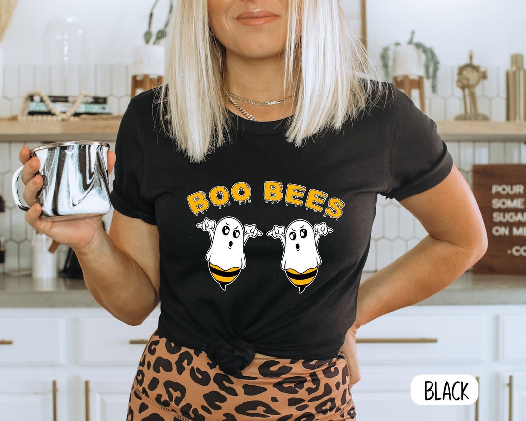 T-Shirt Homme Coton Gildan - Motif Drôle 'Boo Bees' & Fantômes Halloween - Neuf Sur Commande