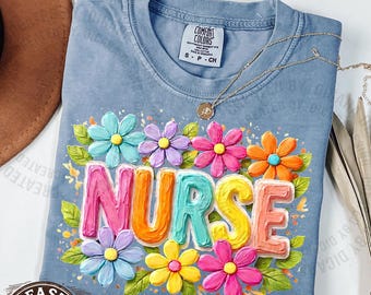 Comfort Colors Brushstroke Floral Nurse Shirt, Nurse Tee, Floral Nursing Shirt, Nurse Graduation, Registered Nurse Shirt, Gift for Nursing