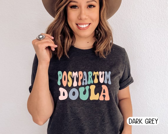 Retro Postpartum Doula T-Shirt, Groovy Mother Baby Tee