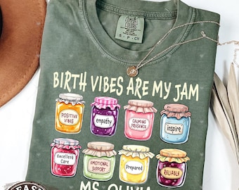 Personalized Comfort Colors® Doula Vibes Shirt, Doula Vibes Shirt, Midwife Student Grad Gift, Postpartum Doula, Custom Name Birth Worker Tee