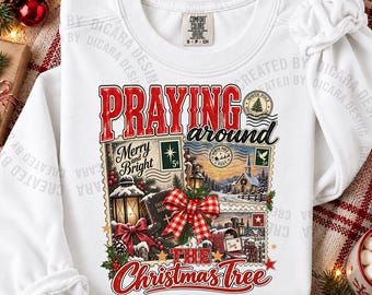 Vintage Christmas Tree Sweatshirt, Merry & Bright Shirt, Retro Faith-Inspired Holiday Tee, Family Matching Gift
