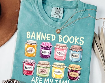 Comfort Colors® Banned Books Are my Jam Shirt, Banned Books T-shirt, Reading Shirt, Librarian Gift, Book Lover Tee,Bookworm Gift,Read banned