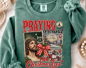 Vintage Christmas Sweatshirt, Jesus Christmas Tree Shirt, Christian Faith-Inspired tee, Winter Holiday Tee, Family Matching Gift