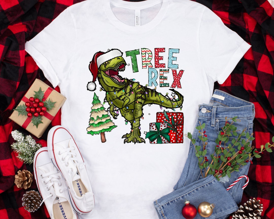 Tree Rex Shirt Christmas Trex Shirt Christmas Dinosaur Tee Etsy