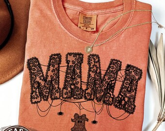 Halloween Lace Mama Comfort Colors Shirt, Spooky Vibes Tee