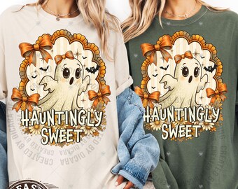 Comfort Colors Halloween Ghost Shirt, Girly Retro Tee