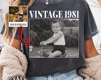 Custom Photo Shirt, Personalized Text Tee, Birthday Gift for Mom Dad, Family Memory Shirt, Vintage Picture Tee, UNISEX Comfort Colors®