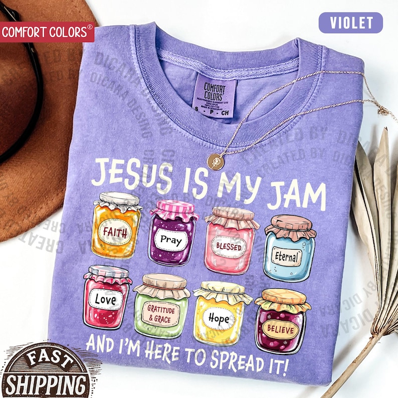 Jesus Is My Jam, Christian Shirt, Comfort Colors® Christian Gift,JESUS Christ Shirt,Gift For Christian,Funny Jesus Shirt, Christian MOM tee Violet