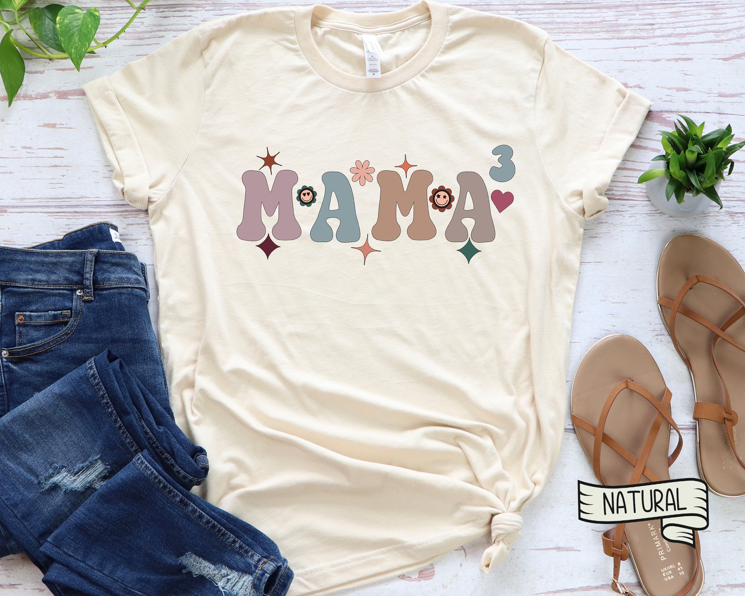 Mom of Three Shirt: Retro Mama 3 Graphic Tee - Etsy