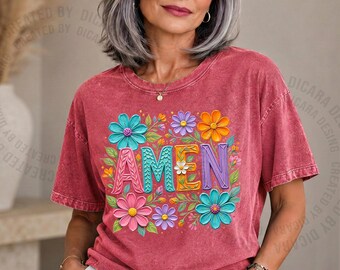 Comfort Colors® Amen Shirt, Floral Christian Shirt, Religious Shirt, Church Group Shirts, Faith Based Shirt, Vibrant Shirt, Spring Shirt