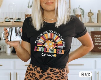 Groovy Kindergarten Teacher Shirt, Retro Crew Tee