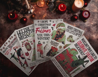 Horror Christmas Cards —  The VVitch, Pearl, It Follows, Hereditary, Midsommar