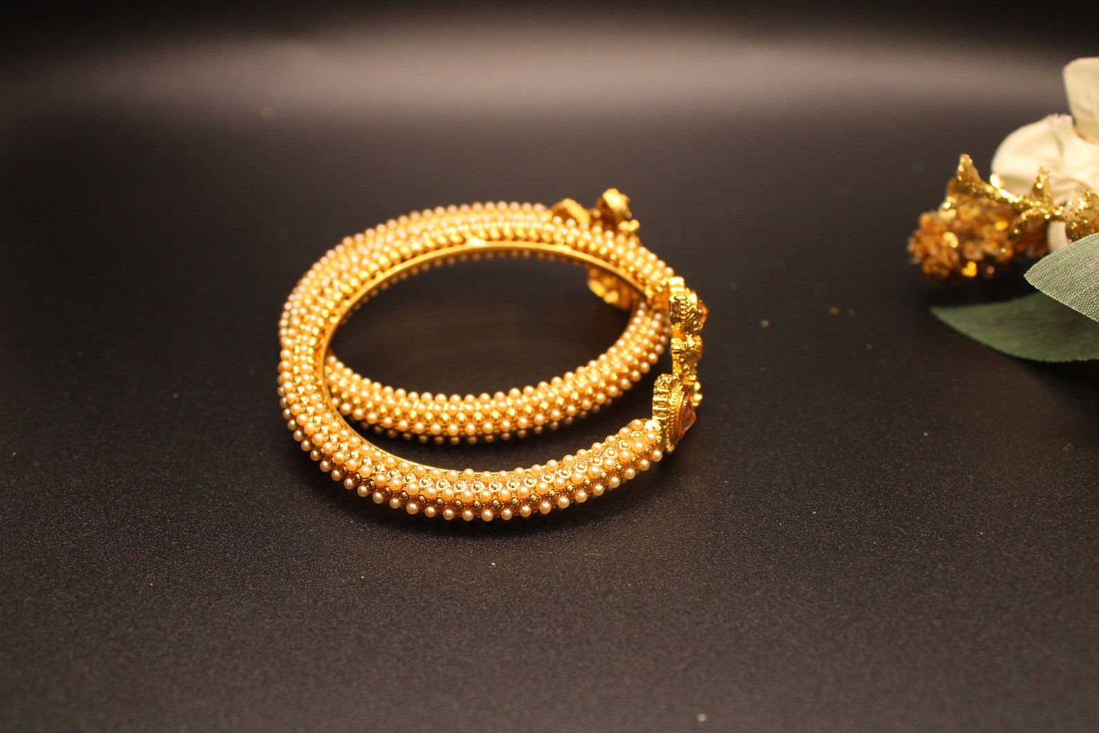 Antique Gold Temple Bangle/ Temple Bangle Set/ Kundan Bridal Etsy