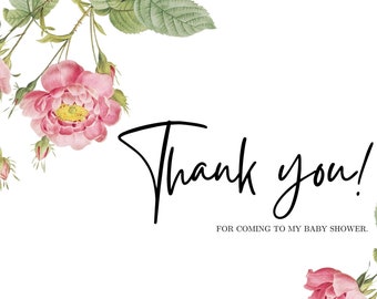 Baby Shower Thank you Cards Flowers- Printable Digital Download