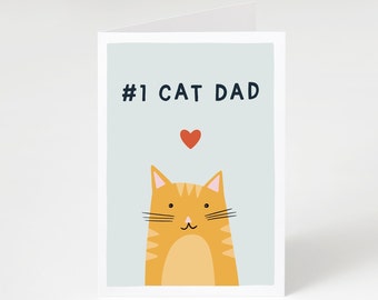 Number One Cat Dad Card, Father's Day Card, From The Cat, Cat Lover Card, Animal Lover Card, Best Cat Dad